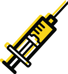 Syringe Icon Yellow Outline Medical Illustration