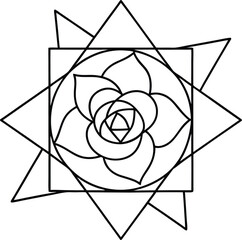 abstract continuous line floral geometric artwork