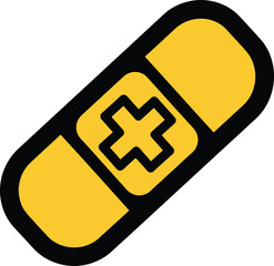 Fototapeta premium Bandage Icon Yellow Medical Plaster First Aid Symbol
