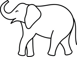 Fototapeta premium elephant silhouette continuous outline artistic drawing