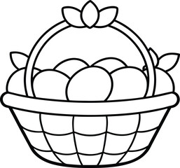 fruit basket thin outline healthy food line artwork