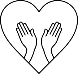 hands heart shape continuous line unity sketch