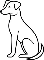 line art dog sitting silhouette illustration on transparent