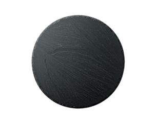 Circular dark gray stone plate, textured surface