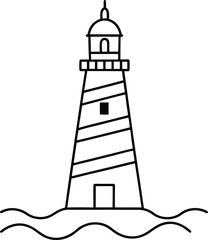 lighthouse elegant continuous thin stroke beacon sketch