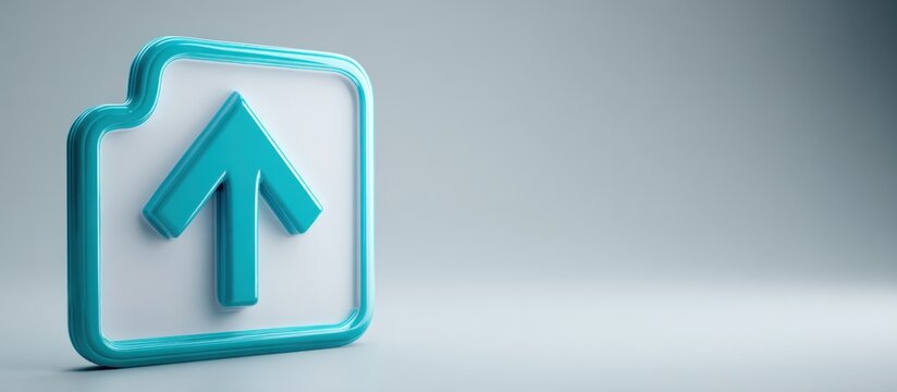 A 3D rendered icon of an upward arrow inside a square with a rounded border.