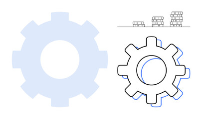 Gear mechanism symbolizes productivity and innovation, while stacks of coins suggest financial growth. Ideal for concepts thumbs up business optimization, efficiency, investment, success, economy