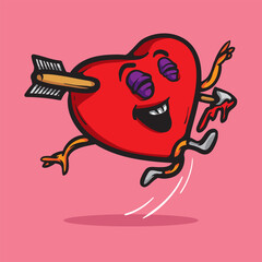 Heart with arrow Cartoon Vector Illustration