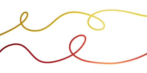 hand-drawn curvy line in golden and red glitter color for christmas decoration isolated on white or transparent png