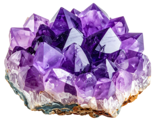 Close-up cluster of vibrant purple amethyst crystals