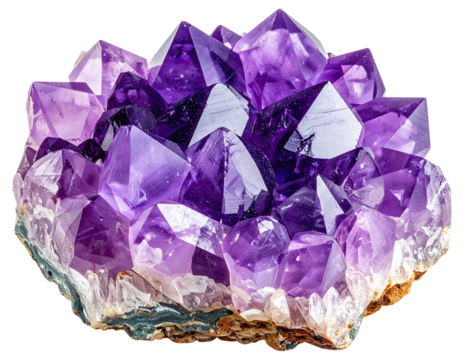 Close-up cluster of vibrant purple amethyst crystals