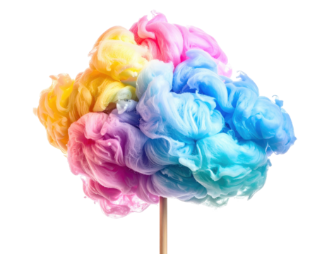 Colorful cloud-like confection on a stick