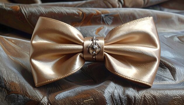 Cream satin bow tied dramatically around neck—refined texture and elegant sheen—set against matching fabric—evokes crafted sophistication, symbolic flair, and the rhythm of fashion, grace, and bold po