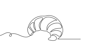 Croissant food pastry continuous one line drawing minimalist style isolate outline vector sketch

