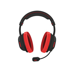 Black and red over ear gaming headset with a detachable microphone shown isolated