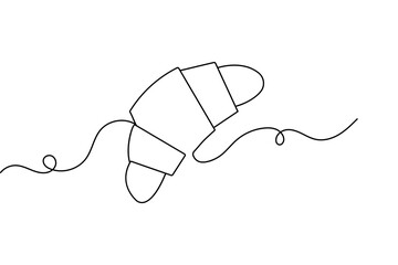 Fototapeta premium Croissant food pastry continuous one line drawing minimalist style isolate outline vector sketch