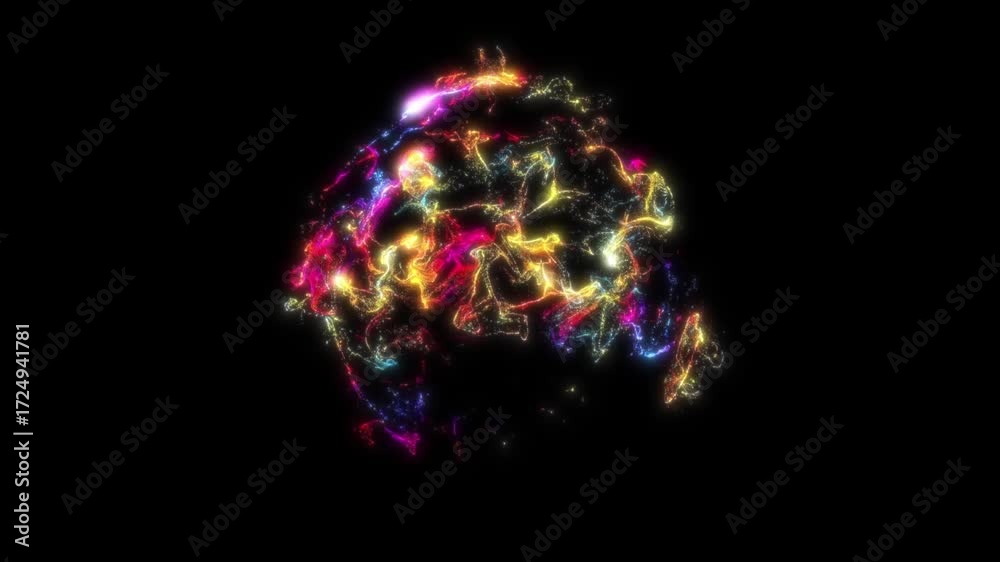 Wall mural 3d animation rotation of the earth and disintegrating it into particles of colour 2