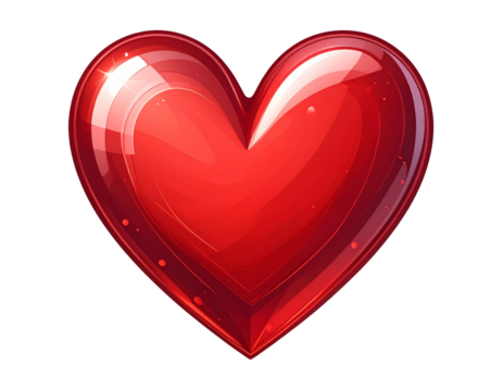 Red heart icon on transparent background 