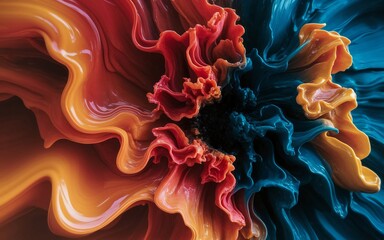 Obraz premium Abstract Fluid Art Vibrant Colors and Swirling Patterns.