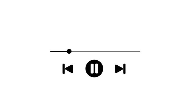 Play or pause button animation. Music or video play bar icon animation. 4k video on white background