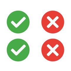 Green check marks and red x symbols displayed in circular icons