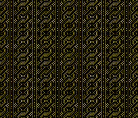 シームレスな黒地に金色ラインの変わり吉原繋ぎ文様背景