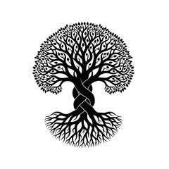 Organic Labyrinth Silhouette Intertwined Roots and Branches Complex Nature Design