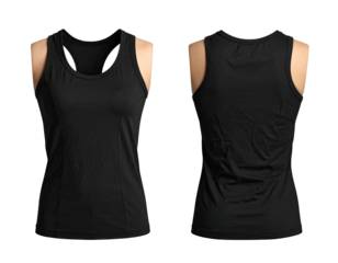 Black women's tank top, front and back view