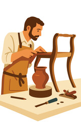 Skilled Carpenter Repairing an Antique Chair