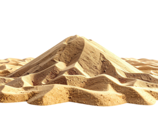 Vast pile of light beige sand, rising into a peak
