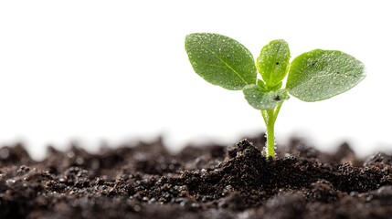 Tiny seedling emerging from rich dark soil, symbolizing new life and hopeful beginnings