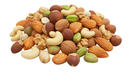 Mixed assorted nuts including almonds cashews hazelnuts walnuts PNG transparent