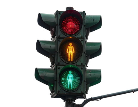 Vintage pedestrian traffic light, displaying green