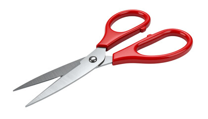 Red scissors gleam on a transparent background for graphic design.