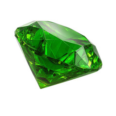 Shiny green emerald gemstone cut isolated on transparent PNG background, gemstone catalogs