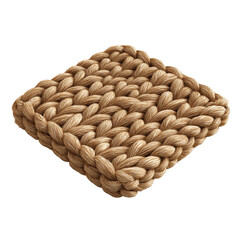 Natural eco-friendly jute rope coaster design isolated on transparent PNG, eco-friendly home decor