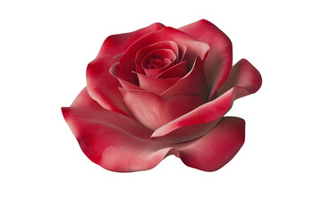 Red rose flower with soft petals isolated on transparent PNG background, wedding invitations, Valentine’s Day designs