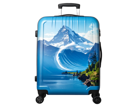 Trendy suitcase on transparent background 