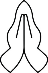 minimalist abstract line art praying hands illustration on transparent