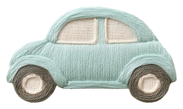 PNG Christmas car embroidery handmade craft.