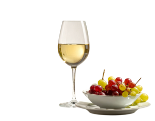 Wine serving set with bottle and glass