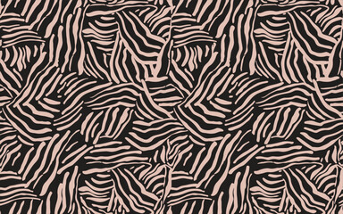 Abstract repeat design featuring wavy, striped patterns in soft pink on a dark background, evoking a modern, organic feel.