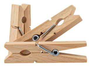  Wooden Clothes Pin PNG Isolated on Transparent Background