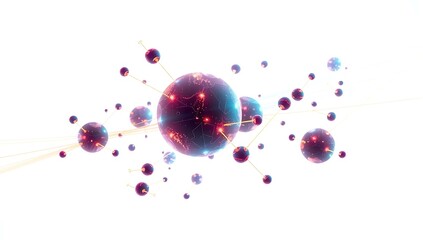 "Quantum Entanglement particles connected by neon threads, futuristic graphic, isolated on white background, PNG cutout, high-detail, sleek sci-fi design"