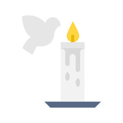 Candle + Dove icon vector image. Suitable for mobile apps, web apps and print media.