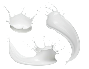 Milk splashes in a dynamic arrangement