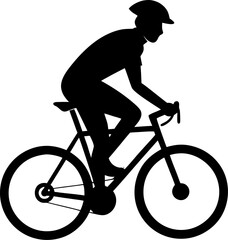 silhouette of a man riding a bicycle