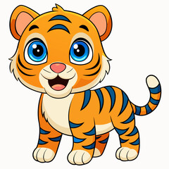 Little cute tiger cartoon character

