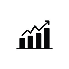 Simple black bar chart with upward trend arrow