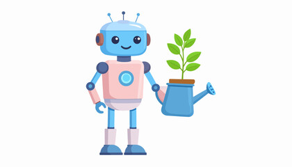 Fototapeta premium Friendly gardening robot